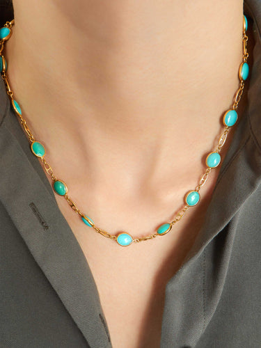 Collier Collier Vintage Or Turquoises 58 Facettes
