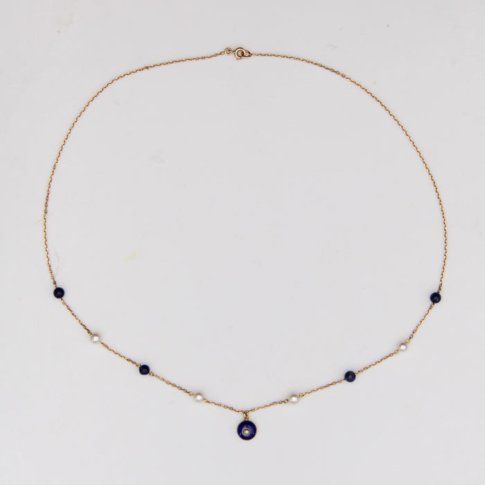 Collier Collier Or, Perles de culture et de Lapis lazuli 58 Facettes APCB-5248217