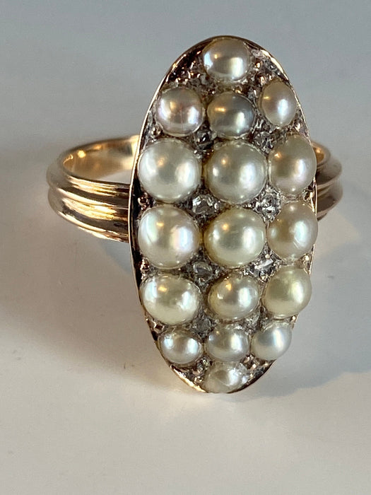 Bague 47 Bague marquise perles fines, diamants 58 Facettes