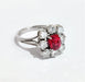 Ring 54 White gold daisy ruby ​​and diamond ring 58 Facettes TBU