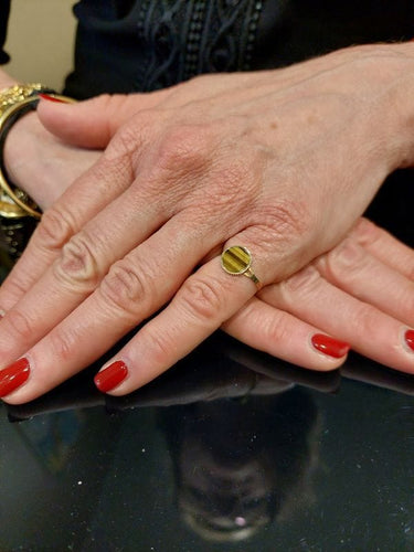 Bague 52 Bague œil de tigre, en or jaune 58 Facettes 063571