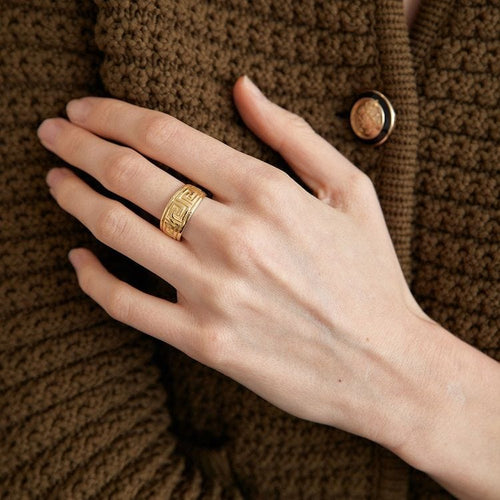 Bague 54 Bague Jonc Or Frise Grecque 58 Facettes