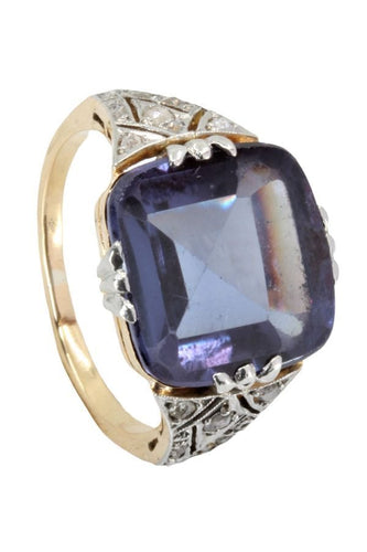 Bague BAGUE ART DÉCO SAPHIR VIOLET ET DIAMANTS 58 Facettes 052741