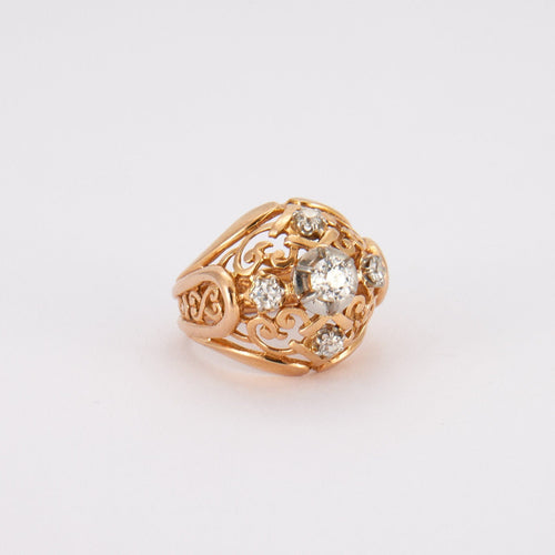 Bague 51 Bague Dôme, diamants, or jaune 58 Facettes