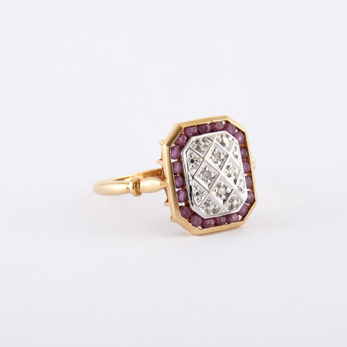 Bague 58 Bague Damier Rubis Diamants 58 Facettes JE511