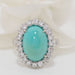 Bague 54 Bague Or blanc, Turquoise & diamants 58 Facettes 32269