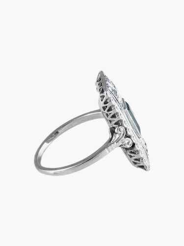 Bague 50.5 Bague Ancienne Or Blanc Platine Saphir Diamants Circa 1910 58 Facettes