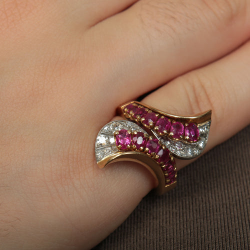 Bague 52 Bague Toi & Moi or jaune et rubis 58 Facettes