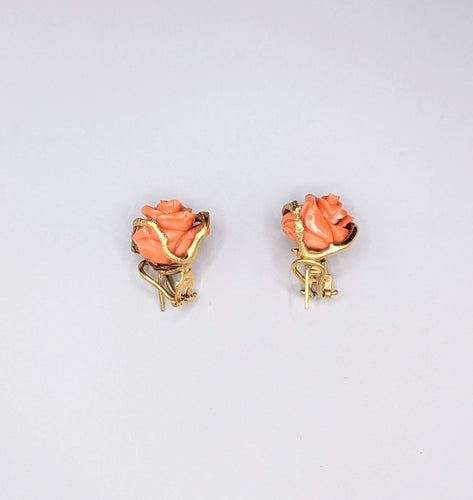 Boucles d'oreilles Boucles d'oreilles roses en corail et or 58 Facettes