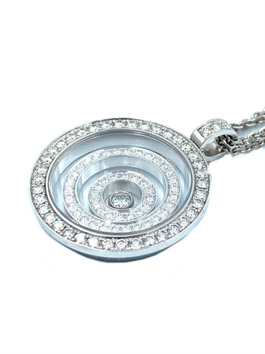 Collier CHOPARD. Pendentif Happy Spirit Or Blanc Diamants 58 Facettes