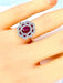Ring 51 Daisy ring White gold Ruby and Diamonds 58 Facettes AB218