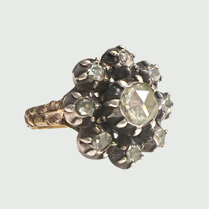 Bague 54.5 Bague début XXe siècle en or 18 carats et argent avec diamants 58 Facettes Q953A (910)