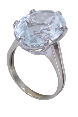 Bague 55 Bague Or blanc Aigue-marine 58 Facettes 082581