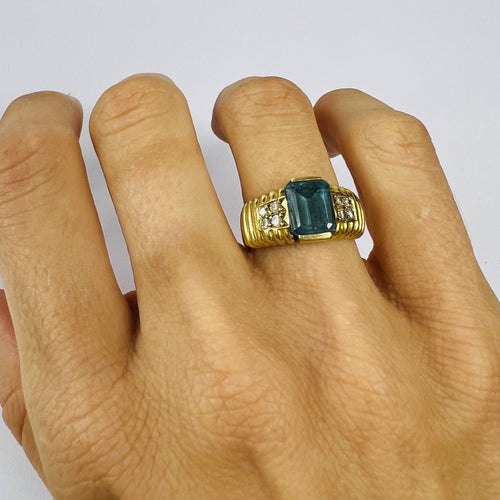 Bague 55 Bague Or Topaze Diamants 58 Facettes 20400000730
