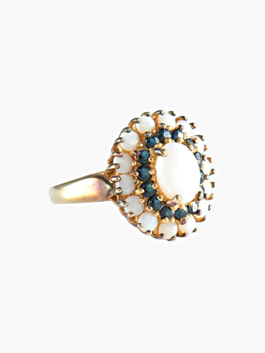 Bague 52 Bague fleur Opale et Onyx 58 Facettes