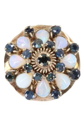 Bague BAGUE ORNEMENTALE OPALES ET SAPHIRS 58 Facettes 057911