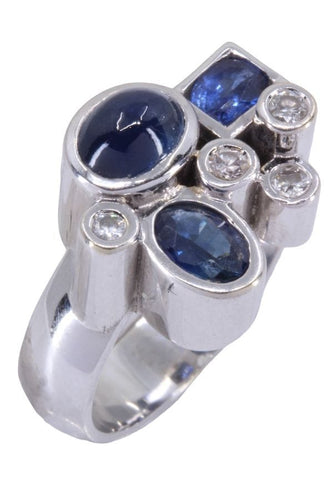 Bague 55.5 Bague moderne Or jaune Saphirs Diamants 58 Facettes 077201