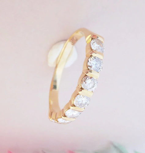 Bague Bague Demi Alliance Diamants Or Jaune 58 Facettes AB 1084