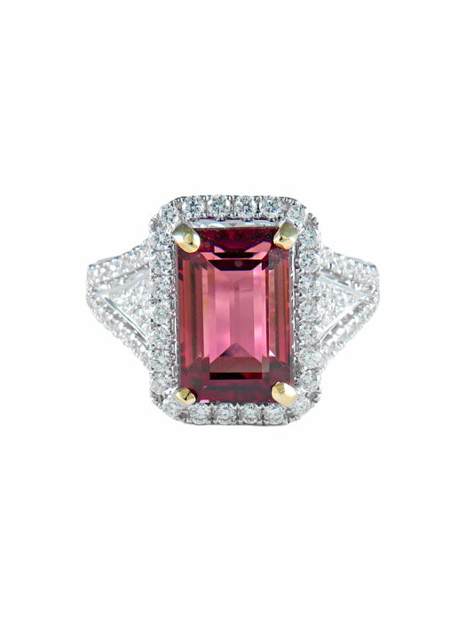 Bague 52 Bague Tourmaline rose Diamants 58 Facettes