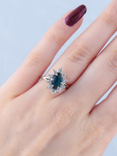 Bague Bague Marquise Saphir et Diamants 58 Facettes