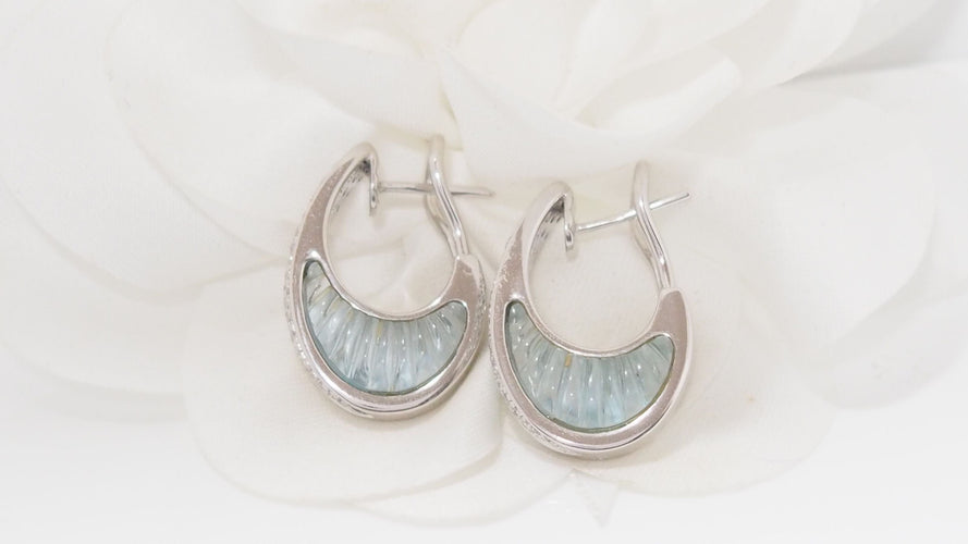 Boucles d'oreilles Boucles d'oreilles aigues marines et diamants 58 Facettes 32153