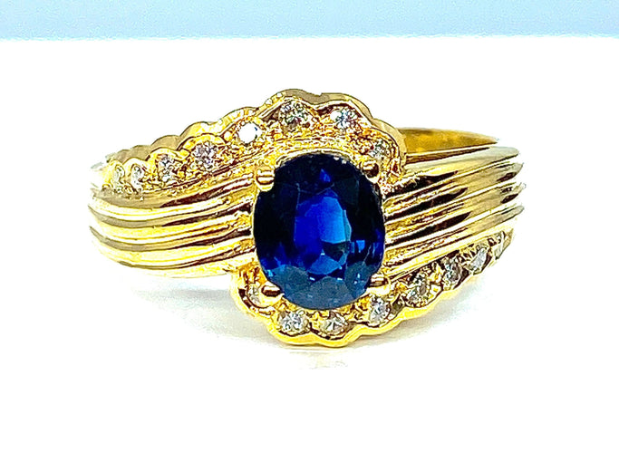 Bague 56 Bague Or jaune Saphir Diamants 58 Facettes AB230