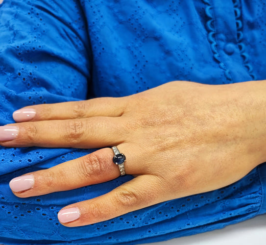 Bague 54-55 Bague saphir or blanc 58 Facettes FA-12