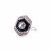 Ring 49 Art-Deco Ring Platinum Diamonds Blue Stones 58 Facettes