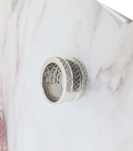 Bague Bague bandeau Diamants Blancs et noirs, Or Gris 58 Facettes AA 1551