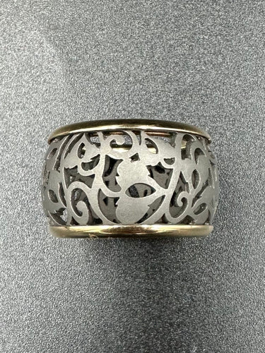 Bague 55 POMELLATO - Collection Arabesque, bague or rose et titane 58 Facettes