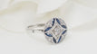Bague 51 Bague Art Déco Or blanc Saphir Diamants 58 Facettes 32454