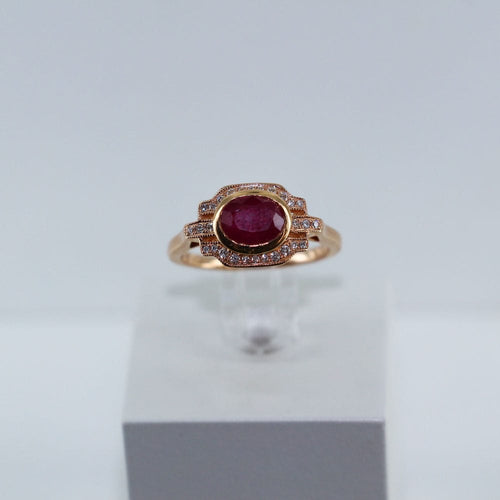Bague Bague fine Or rose Diamants Rubis 58 Facettes