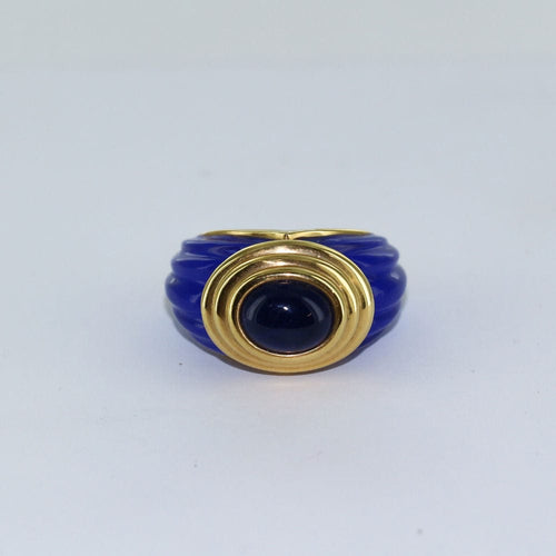 Bague Bague Or jaune Résine Pierre bleue 58 Facettes