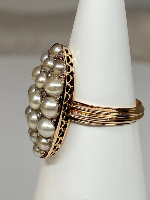 Bague 47 Bague marquise perles fines, diamants 58 Facettes