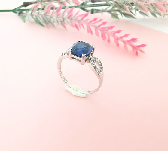 Bague Bague Saphir 1,70 ct taille coussin Diamants 58 Facettes AA 1588