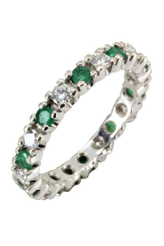 Bague ALLIANCE ÉMERAUDES ET DIAMANTS 58 Facettes 044261