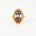 Ring 61 Yellow Gold Ring Diamonds Ruby and Sapphires 58 Facettes