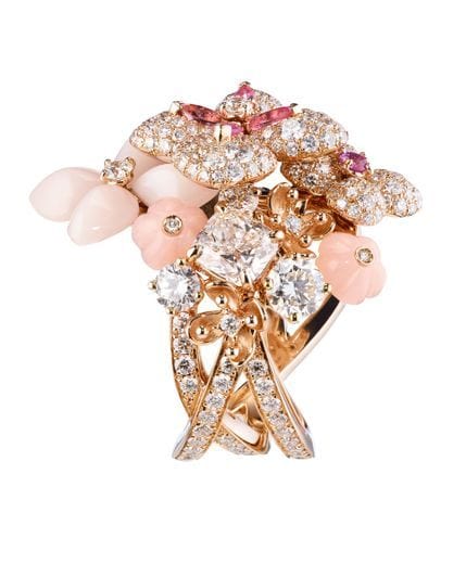 CHAUMET ring - Hortensia ring Pink gold Diamonds Opal Tourmalines Sapphires 58 Facettes 082477