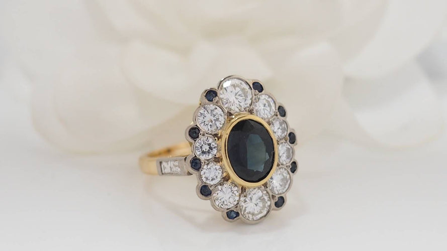 Bague 58 Bague pompadour, saphir et diamants 58 Facettes 32048