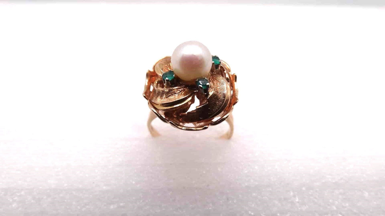 Bague 54 Bague Or Perle fine Emeraudes 58 Facettes 11898