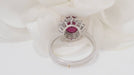 Ring 54.5 Daisy ring in white gold, oval ruby ​​and diamonds 58 Facettes F4948