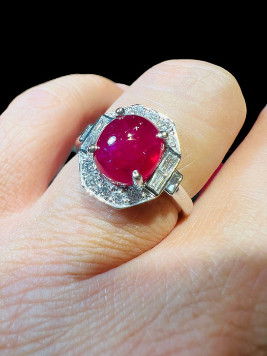 Bague Bague Rubis Cabochon Diamants 58 Facettes 7578 A