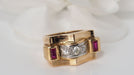 Ring 53 Tank ring in yellow gold, diamonds and rubies 58 Facettes 2945