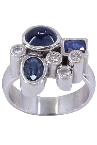 Bague 55.5 Bague moderne Or jaune Saphirs Diamants 58 Facettes 077201