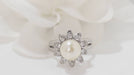 Ring 51 Vintage ring in white gold, cultured pearl and diamonds 58 Facettes 32084