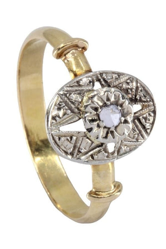 Bague 50 BAGUE 2 ORS, DIAMANT ART-NOUVEAU 58 Facettes 063761