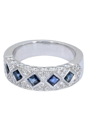 Bague 55 BAGUE STYLE ART-DÉCO SAPHIRS ET DIAMANTS 58 Facettes 057751