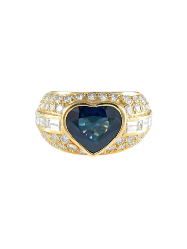 Bague 53 Bague Coeur Saphirs Diamants 58 Facettes