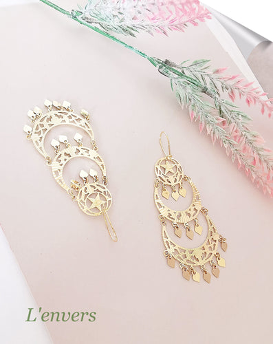 Boucles d'oreilles Boucles d'oreilles Orientales Ajourées et pampilles 58 Facettes AA 1518