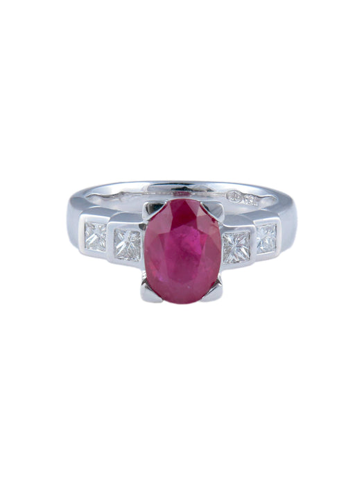 Bague 52 Bague Rubis et Diamants princesse 58 Facettes